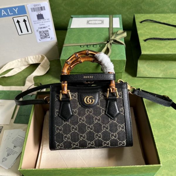 Gucci Diana Mini Tote Replica - Black Denim | Style 655661 - Image 2