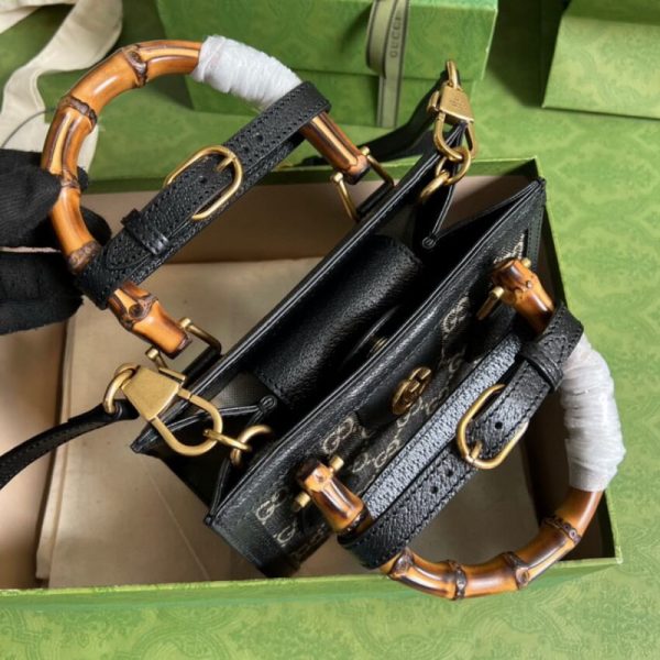 Gucci Diana Mini Tote Replica - Black Denim | Style 655661 - Image 7