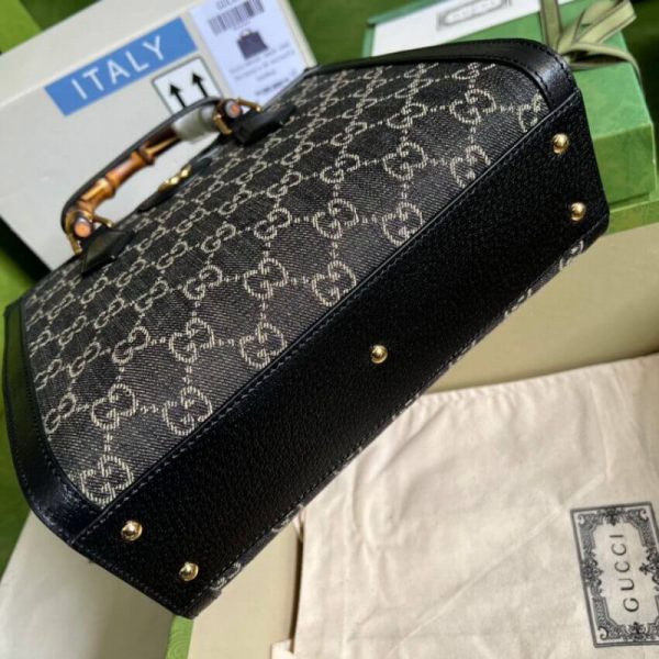 Replica Gucci Diana Small Black Denim Tote Bag 660195 - Image 4