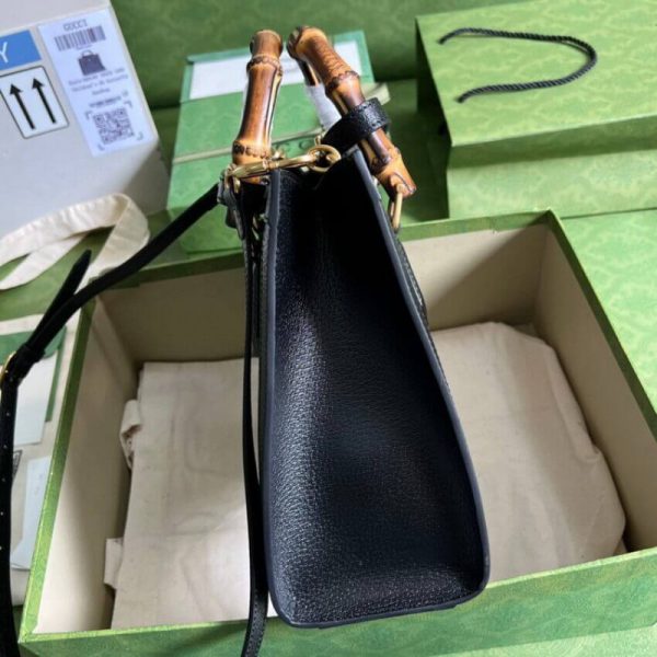 Replica Gucci Diana Small Black Denim Tote Bag 660195 - Image 5