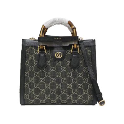 Replica Gucci Diana Small Black Denim Tote Bag 660195