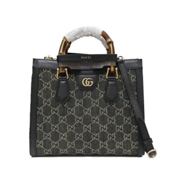 Replica Gucci Diana Small Black Denim Tote Bag 660195