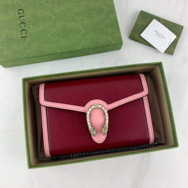 Replica Gucci Dionysus Mini Chain Bag in Red-Pink Leather - Image 11
