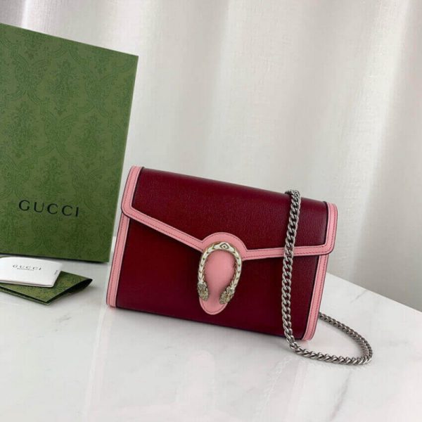Replica Gucci Dionysus Mini Chain Bag in Red-Pink Leather - Image 3
