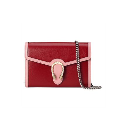 Replica Gucci Dionysus Mini Chain Bag in Red-Pink Leather