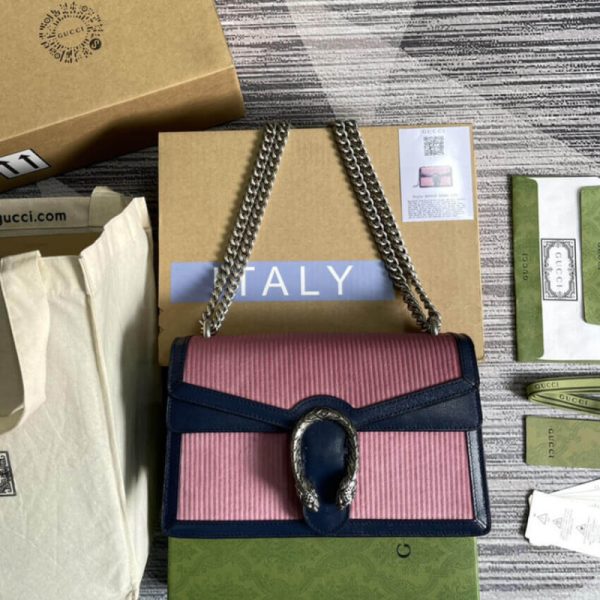 Replica Gucci Dionysus Small Pink Corduroy Shoulder Bag - Image 4