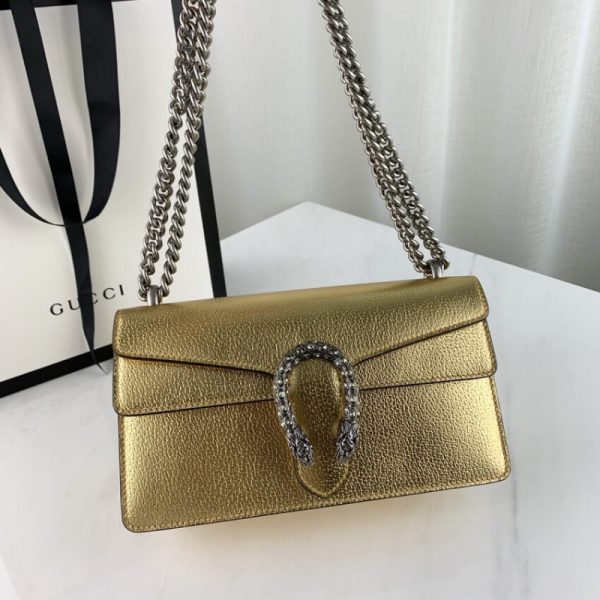 Replica Gucci Dionysus Gold Lame Leather Shoulder Bag - Image 8