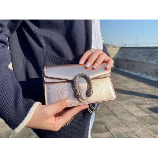 Replica Gucci Dionysus Rose Gold Lame Leather Shoulder Bag - Image 2