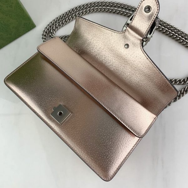Replica Gucci Dionysus Rose Gold Lame Leather Shoulder Bag - Image 12