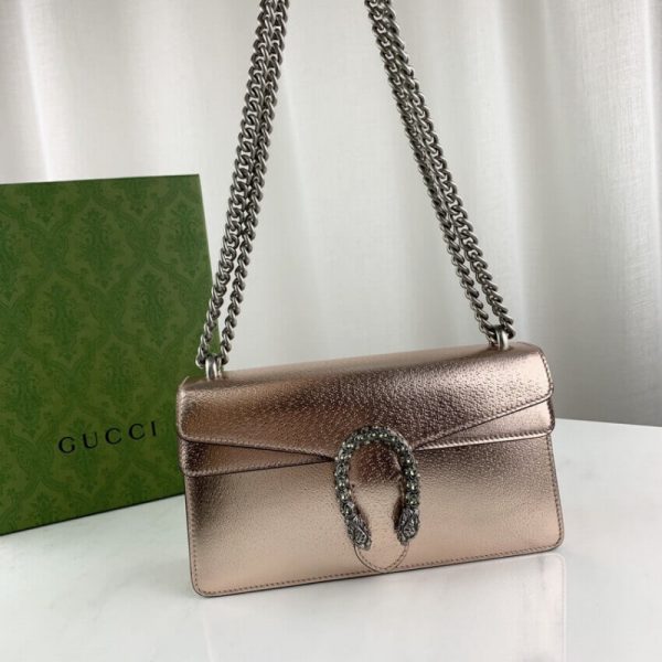 Replica Gucci Dionysus Rose Gold Lame Leather Shoulder Bag - Image 14