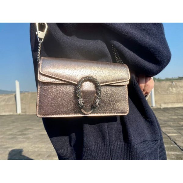 Replica Gucci Dionysus Rose Gold Lame Leather Shoulder Bag - Image 3