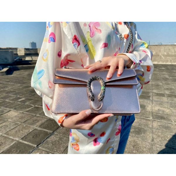 Replica Gucci Dionysus Rose Gold Lame Leather Shoulder Bag - Image 4