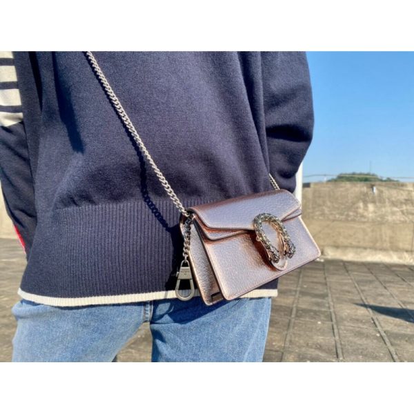 Replica Gucci Dionysus Rose Gold Lame Leather Shoulder Bag - Image 5