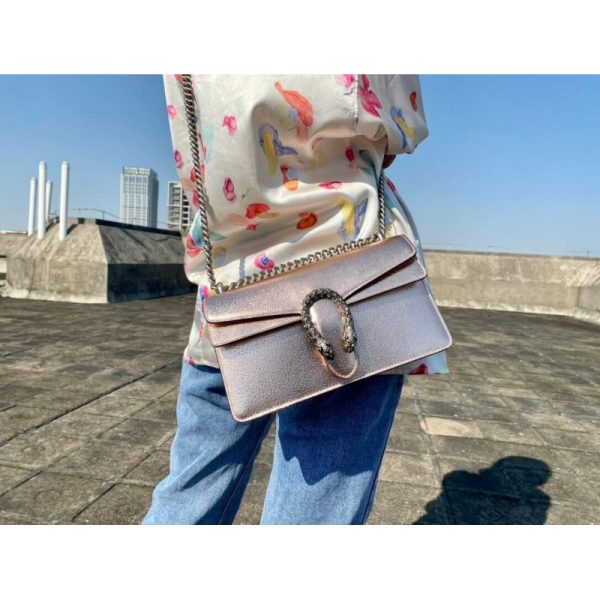 Replica Gucci Dionysus Rose Gold Lame Leather Shoulder Bag - Image 6