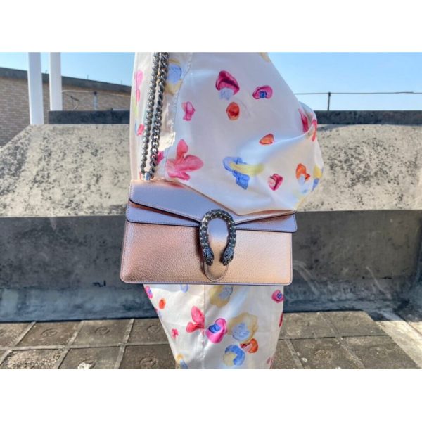 Replica Gucci Dionysus Rose Gold Lame Leather Shoulder Bag - Image 7