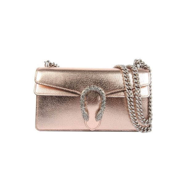 Replica Gucci Dionysus Rose Gold Lame Leather Shoulder Bag