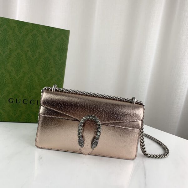 Replica Gucci Dionysus Rose Gold Lame Leather Shoulder Bag - Image 8