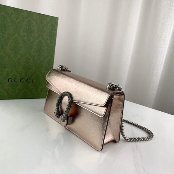 Replica Gucci Dionysus Rose Gold Lame Leather Shoulder Bag - Image 10