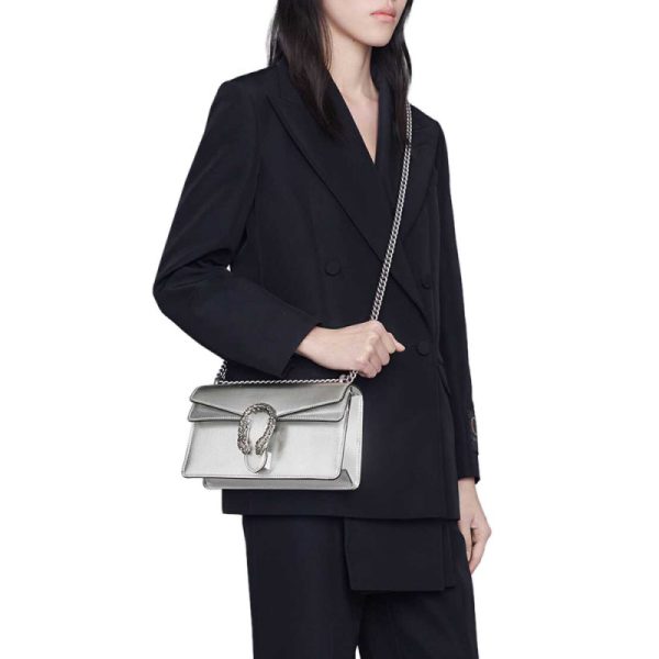 Gucci Dionysus Silver Lame Leather Shoulder Bag Replica - Image 2