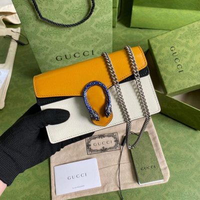 Replica Gucci Dionysus Mini Bag in Orange & White Leather