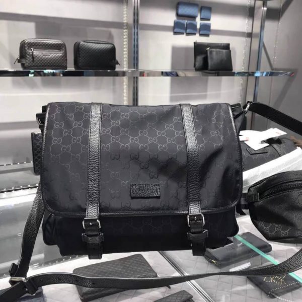 Replica Gucci GG Guccissima Black Nylon Messenger Bag - Image 2