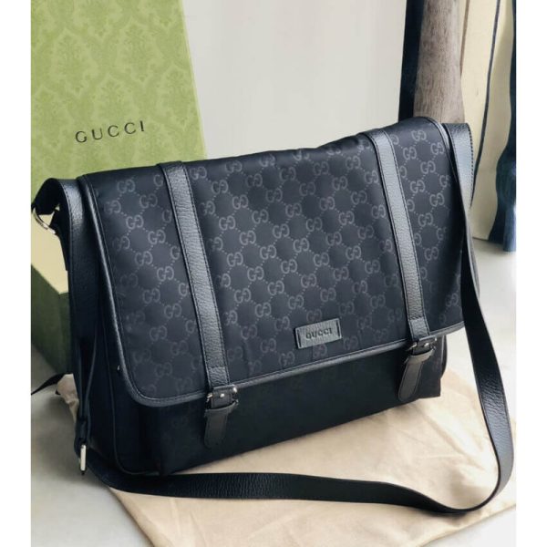 Replica Gucci GG Guccissima Black Nylon Messenger Bag - Image 4