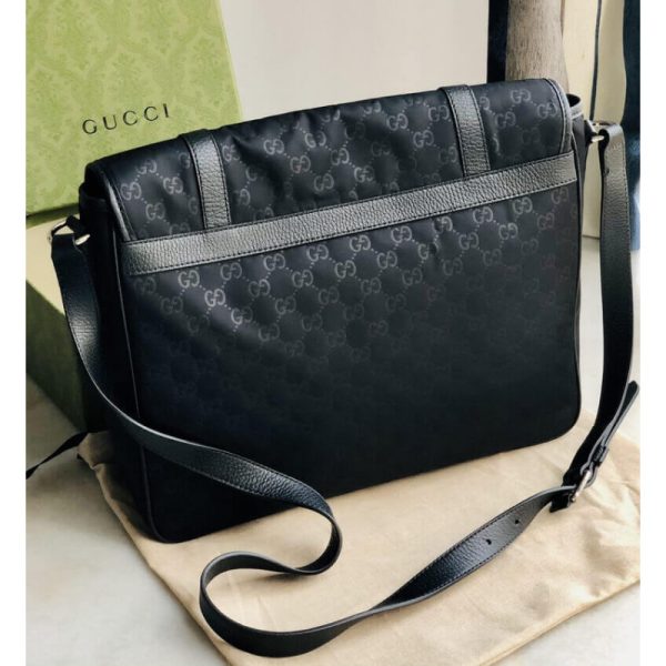 Replica Gucci GG Guccissima Black Nylon Messenger Bag - Image 5