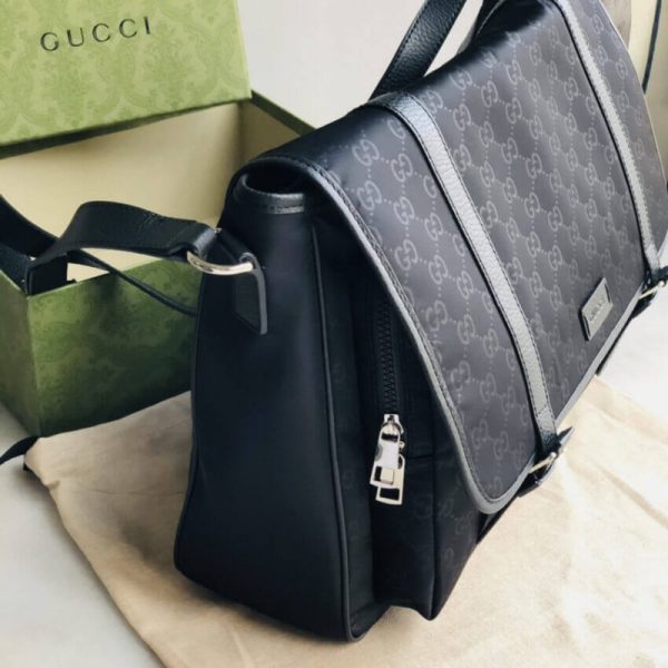 Replica Gucci GG Guccissima Black Nylon Messenger Bag - Image 6