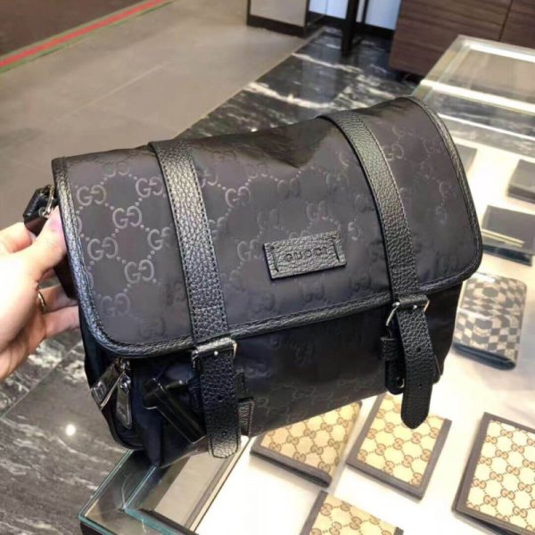 Replica Gucci GG Guccissima Black Nylon Messenger Bag - Image 2