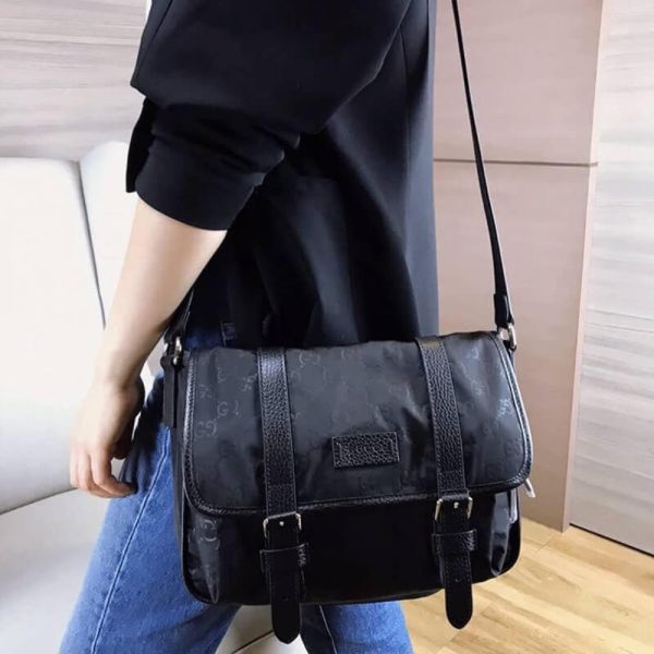 Replica Gucci GG Guccissima Black Nylon Messenger Bag - Image 3
