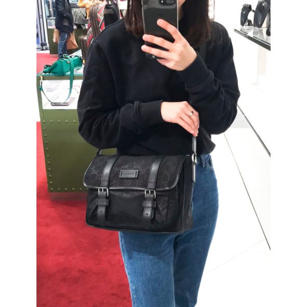 Replica Gucci GG Guccissima Black Nylon Messenger Bag - Image 4