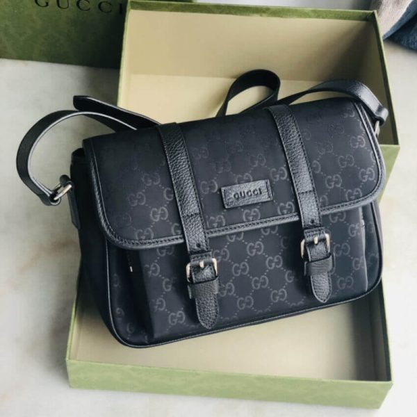 Replica Gucci GG Guccissima Black Nylon Messenger Bag - Image 6