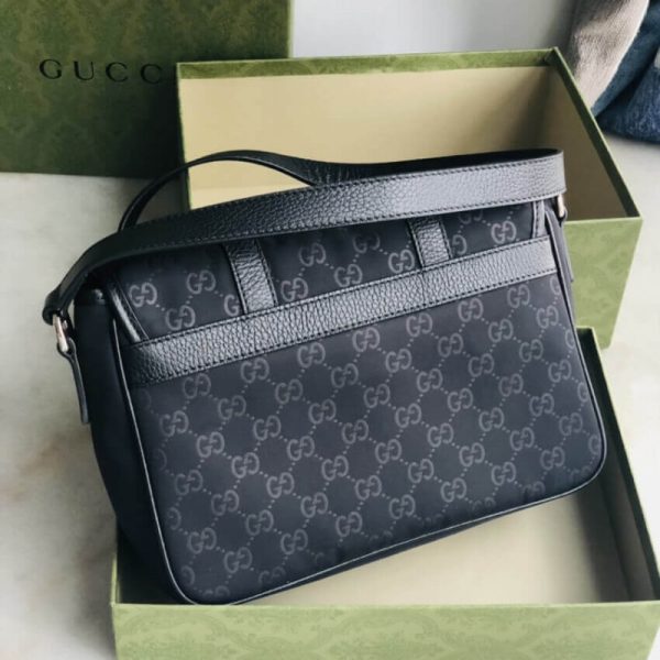 Replica Gucci GG Guccissima Black Nylon Messenger Bag - Image 7