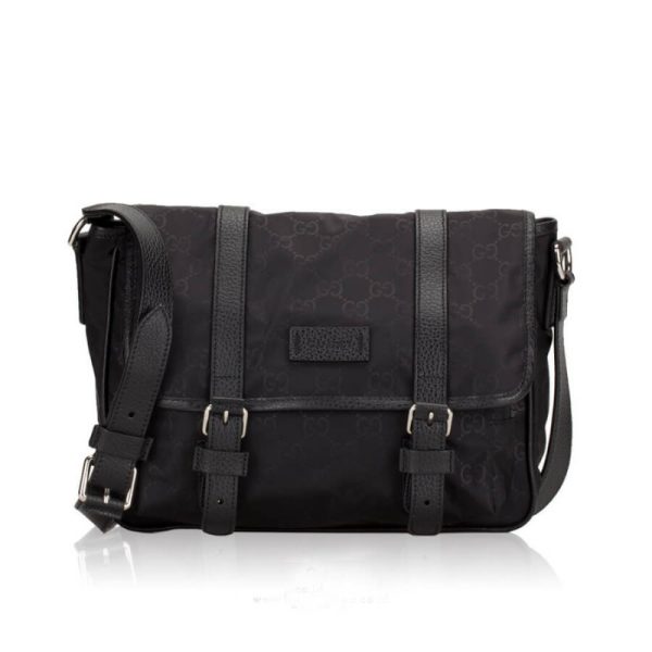 Replica Gucci GG Guccissima Black Nylon Messenger Bag