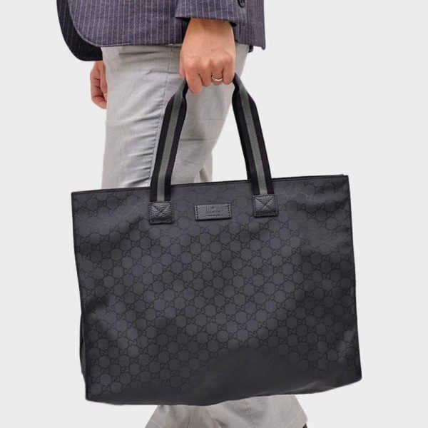 Replica Gucci GG Guccissima Black Nylon Tote Bag - Image 2