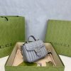 Best Replicas Bags - Replica Gucci GG Marmont Grey Mini Leather Top Handle Bag Shop For Best Louis Vuitton LV Replica Bags With Cheap Price