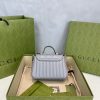 Best Replicas Bags - Replica Gucci GG Marmont Grey Mini Leather Top Handle Bag Shop For Best Louis Vuitton LV Replica Bags With Cheap Price
