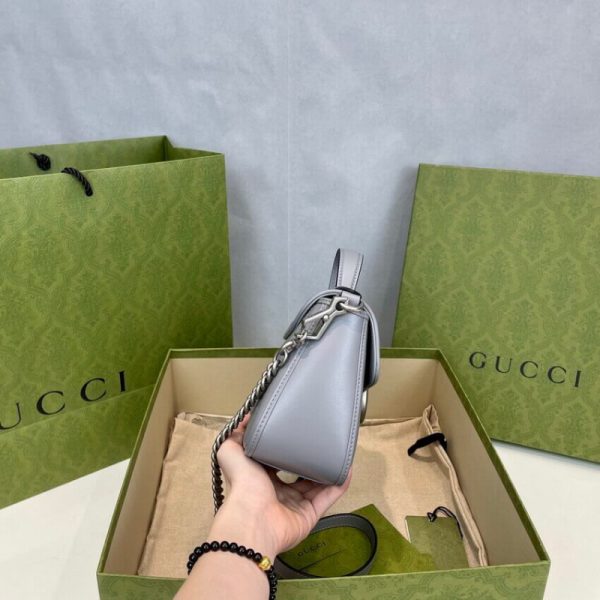 Replica Gucci GG Marmont Grey Mini Leather Top Handle Bag - Image 7