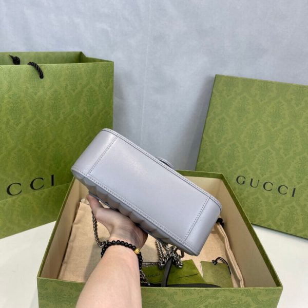 Replica Gucci GG Marmont Grey Mini Leather Top Handle Bag - Image 8