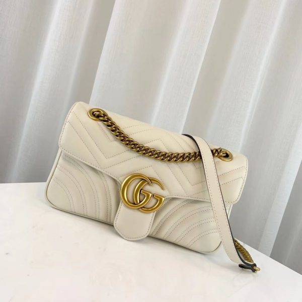 Replica Gucci GG Marmont Chevron Leather Shoulder Bag - Image 2