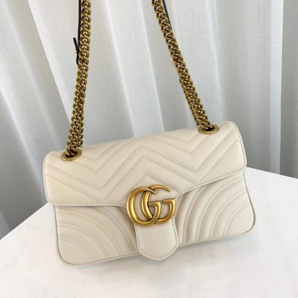 Replica Gucci GG Marmont Chevron Leather Shoulder Bag - Image 6