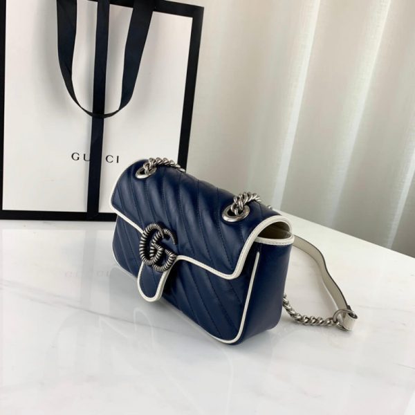 Gucci GG Marmont Matelasse Mini Bag 446744 - Blue Replica - Image 3