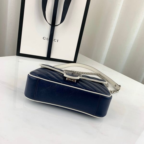 Gucci GG Marmont Matelasse Mini Bag 446744 - Blue Replica - Image 4