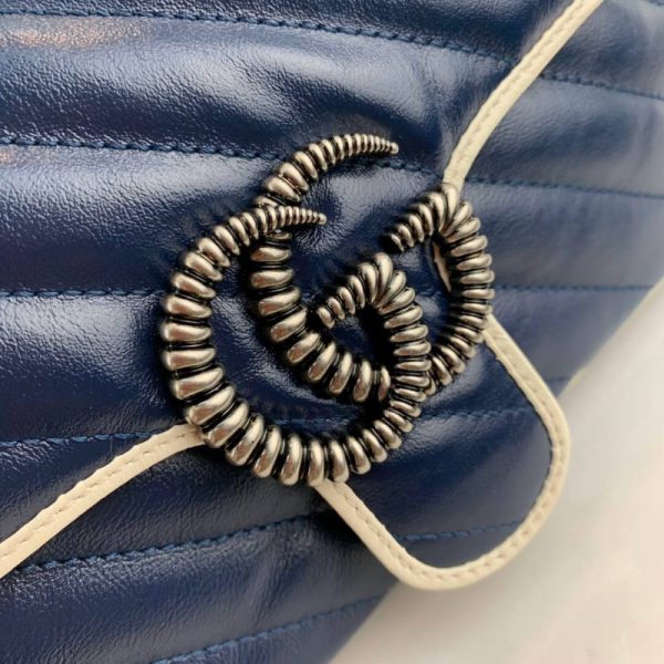 Gucci GG Marmont Matelasse Mini Bag 446744 - Blue Replica - Image 5