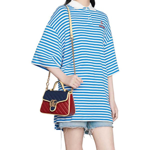 Replica Gucci GG Marmont Mini Bag – Blue & Red Leather - Image 2