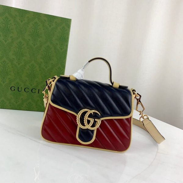 Replica Gucci GG Marmont Mini Bag – Blue & Red Leather - Image 3
