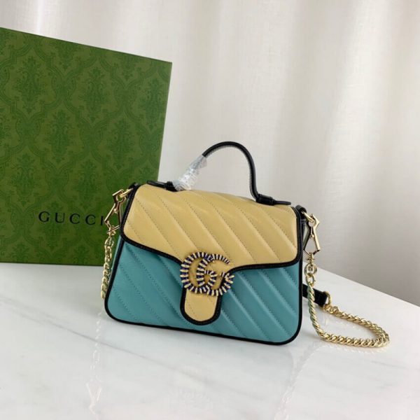 Replica Gucci GG Marmont Mini Bag in Butter & Pastel Blue Leather - Image 3