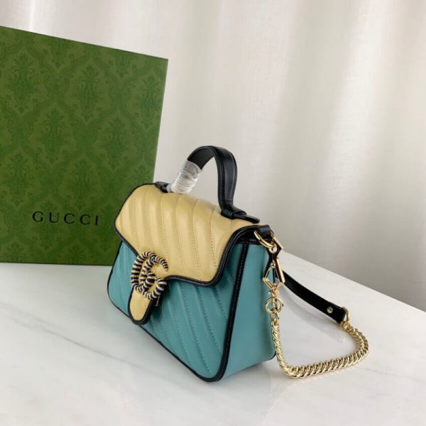 Replica Gucci GG Marmont Mini Bag in Butter & Pastel Blue Leather - Image 4