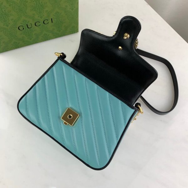 Replica Gucci GG Marmont Mini Bag in Butter & Pastel Blue Leather - Image 7