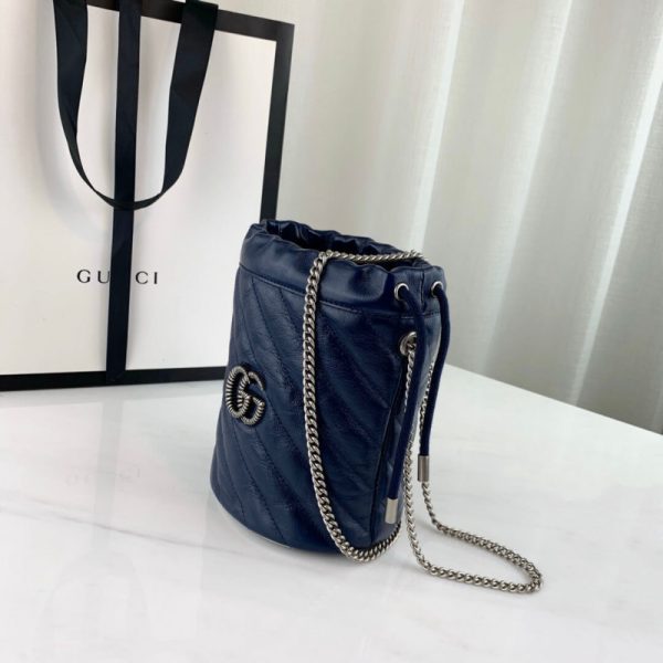 Gucci GG Marmont Mini Replica Bucket Bag in Blue - Image 4